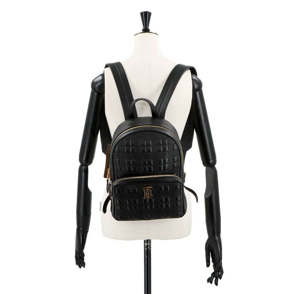 BURBERRY Quilted Check Rucksack Backpack Leather Black - Picture 8 of 8